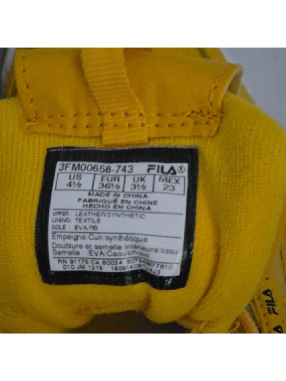 FILA Girls Disruptor II Premium Repeat Yellow Sneakers W/ White Sole Size US 4½ - Picture 7 of 11